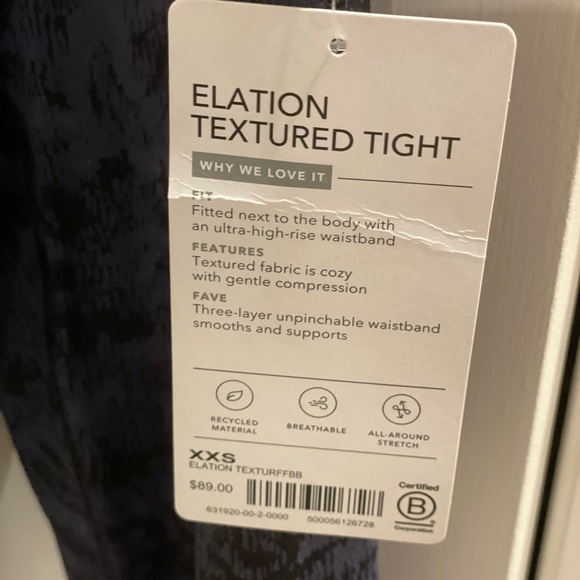 Elation textured Athleta tights xxs blue/black - Picture 3 of 6